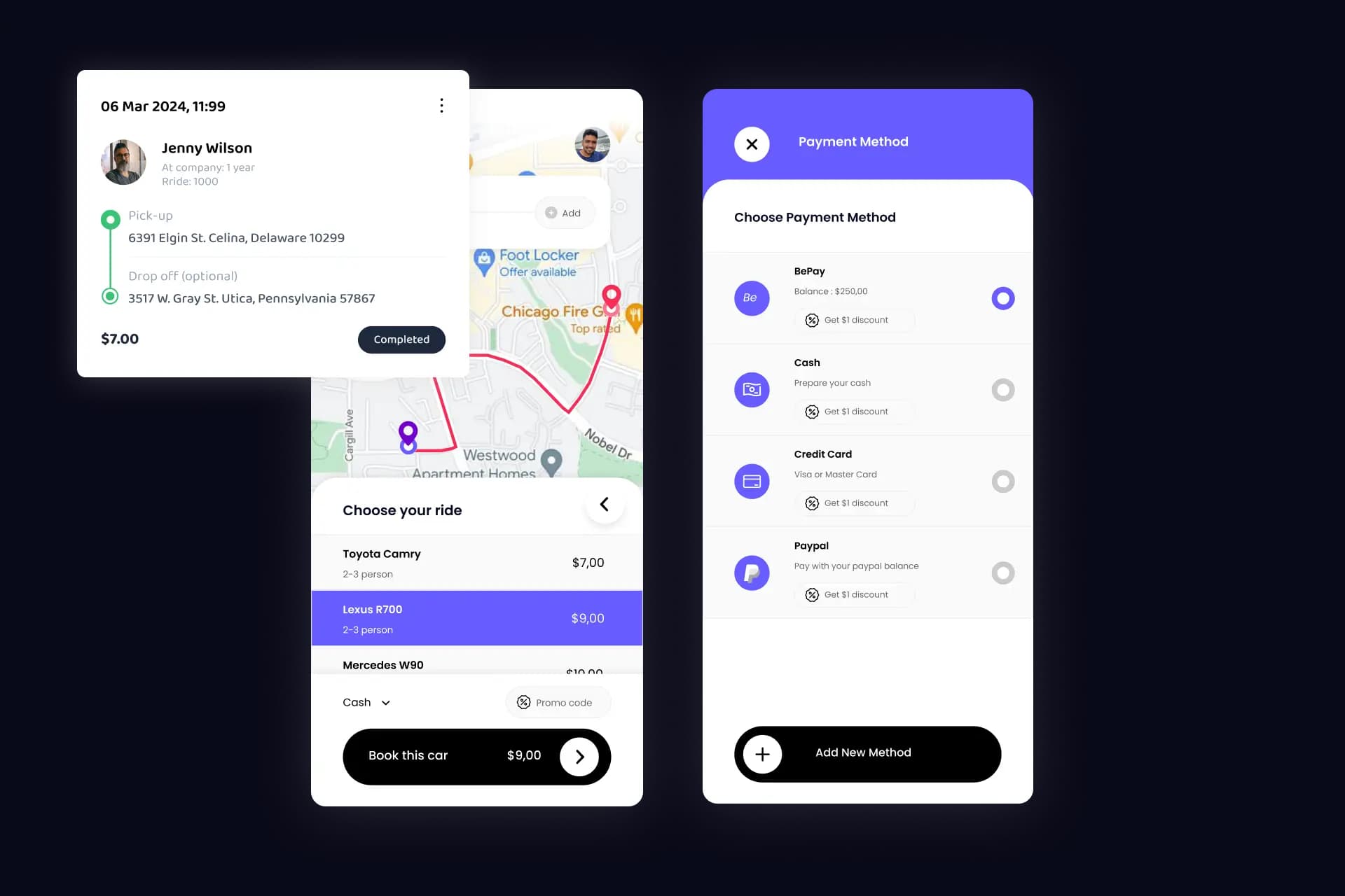 Customer’s or Passenger’s App