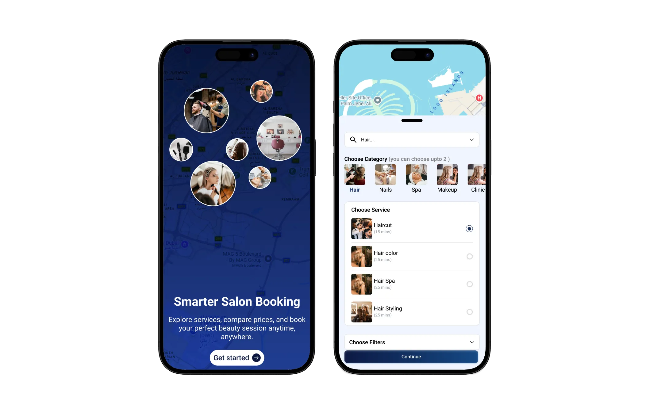 24Beauty Map customer app screens