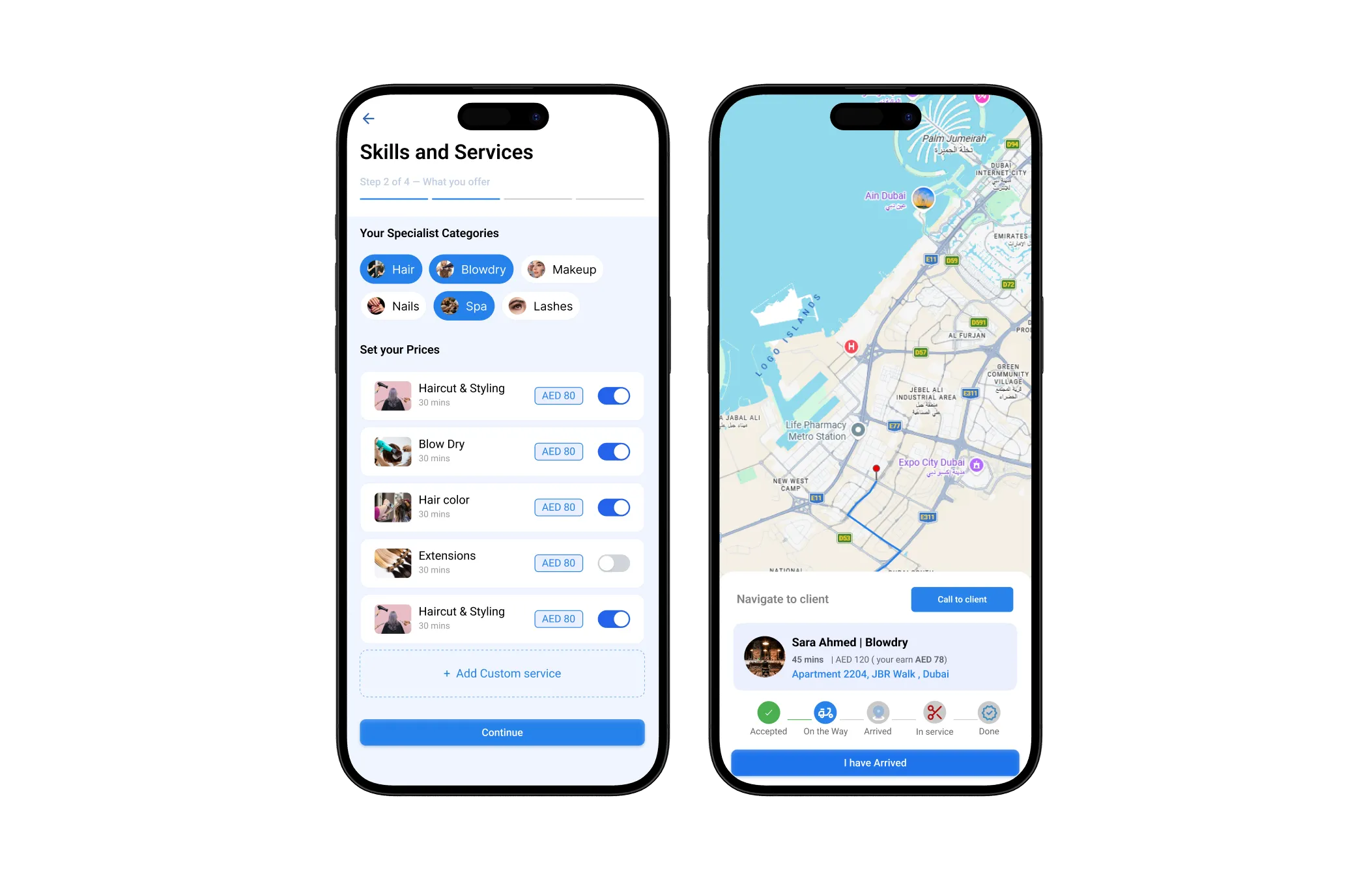 24Beauty Map Provider app screens