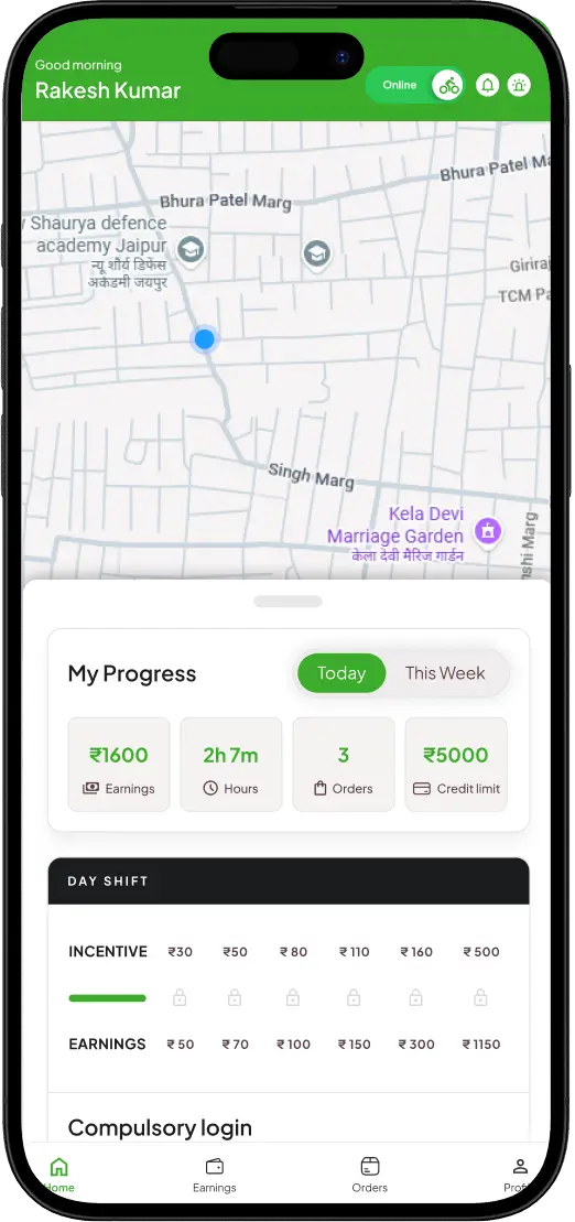Delivery Partner Dashboard Screen