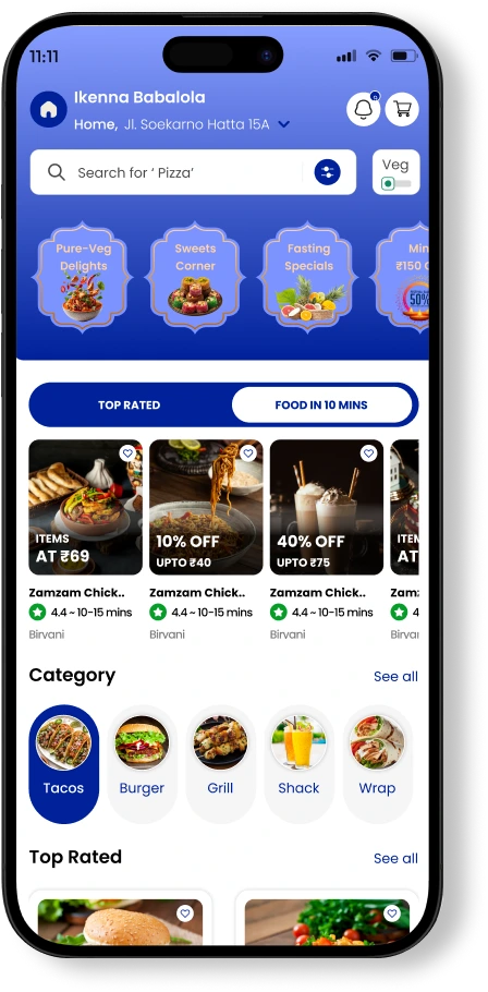 ZatPat Ride customer app home screen