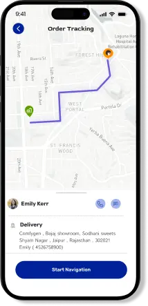 ZatPat Delivery Partner app order tracking screen with start navigation