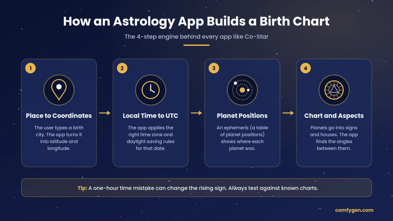 how an astrology app calculates a birth chart
